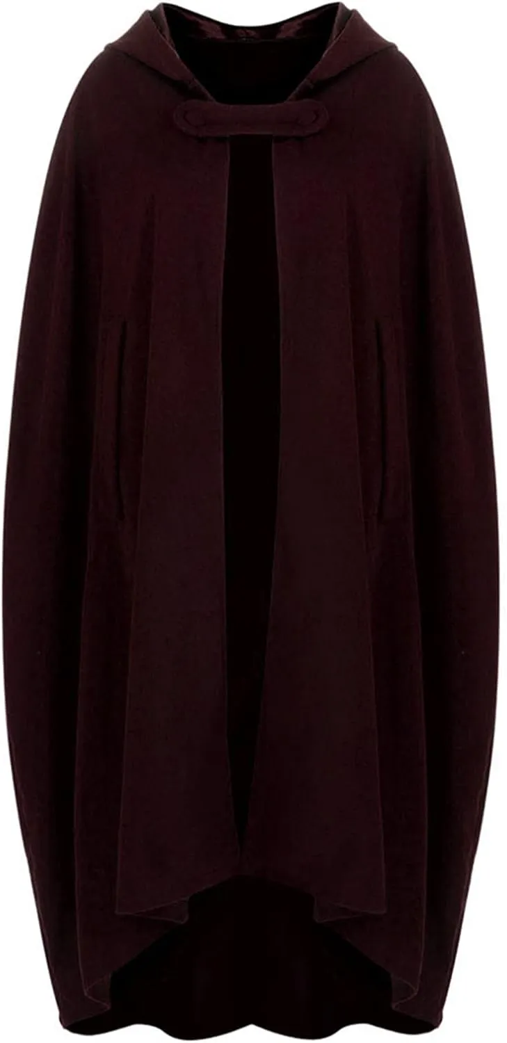 Women Hooded Trench Coat 2023 Victorian Steampunk Cape Fashion Open Front Cardigan Jacket Long Maxi Cloak Outwear
