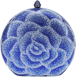 Women Rhinestone Evening Purse Sparkly Crystal Floral Clutch Handbag Chain Strap Shoulder Bag for Formal Prom Party