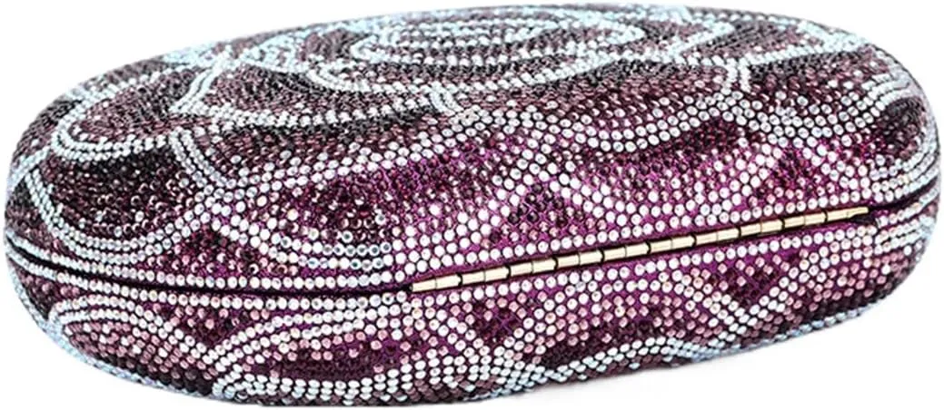 Women Rhinestone Evening Purse Sparkly Crystal Floral Clutch Handbag Chain Strap Shoulder Bag for Formal Prom Party