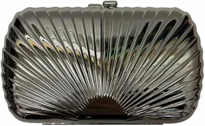 Women Sparkly Shell Metal Evening Bag Shiny Box Metallic Clutch Purse Chain Shoulder Bag for Party Prom Cocktail