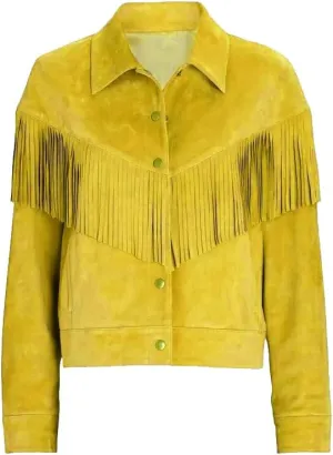 Women's Cowgirl Suede Fringe Leather Jacket - Traditional Native American Western Style Cowgirl Fringe Leather Jacket
