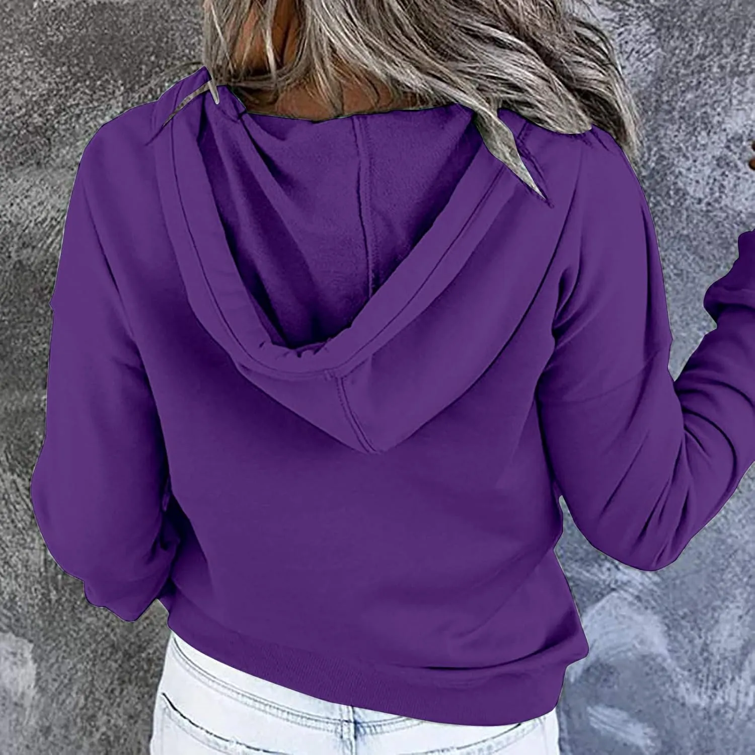 Women's Fashion Hoodies Casual Long Sleeve Button Sweatshirts with Hood Comfy Fall Oversized Clothes Winter Outfits