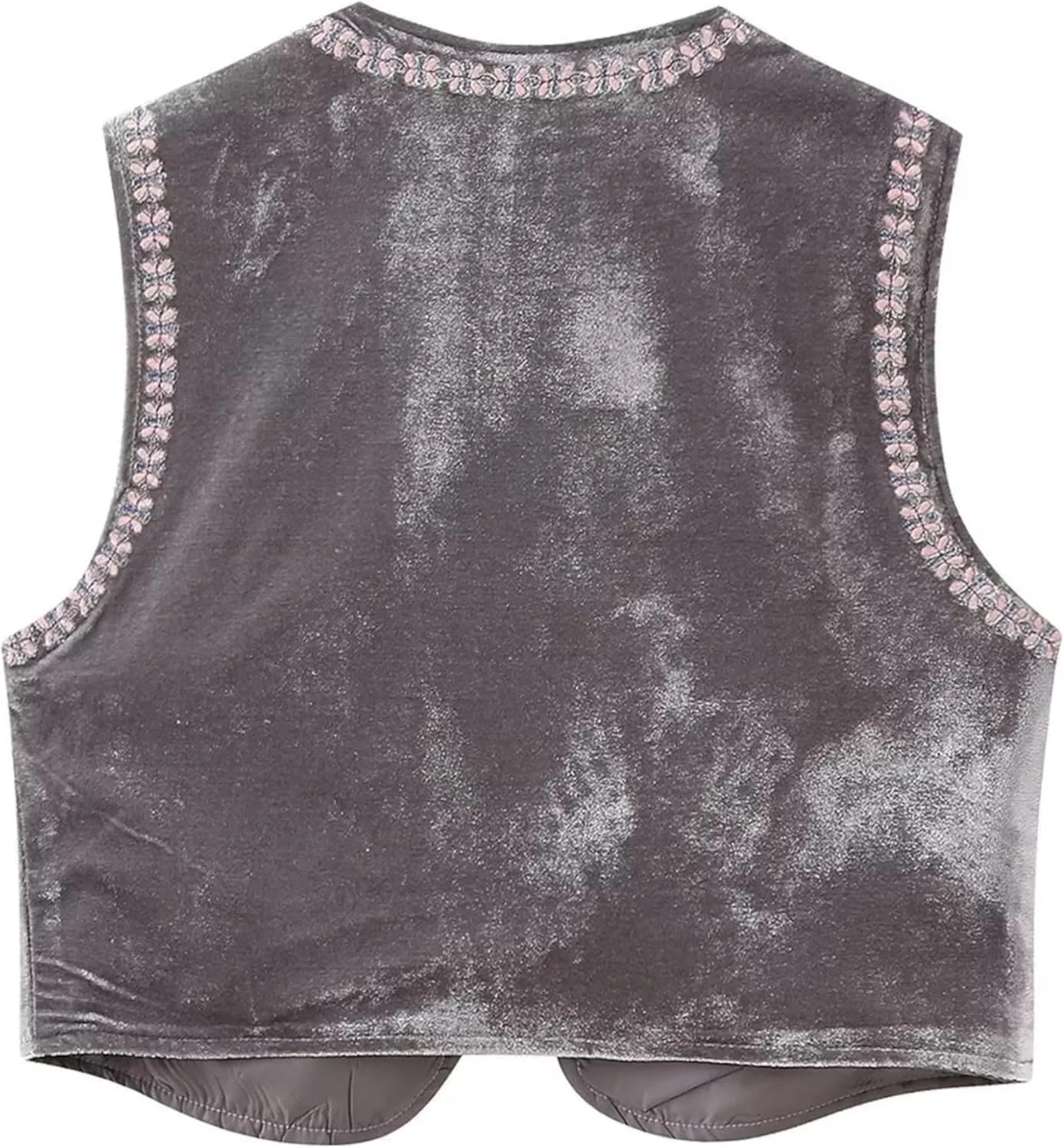 Women's Floral Embroidered Vest Boho Vintage Sleeveless Open Front Crop Cardigan Waistcoat