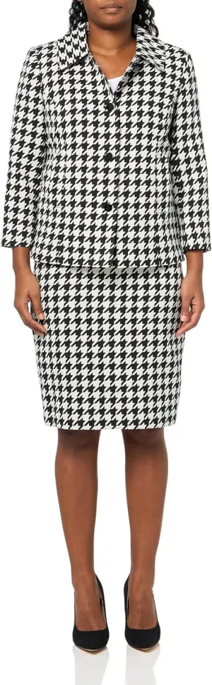 Women's Four Button Boxy Blazer & Skirt, 2pc Set