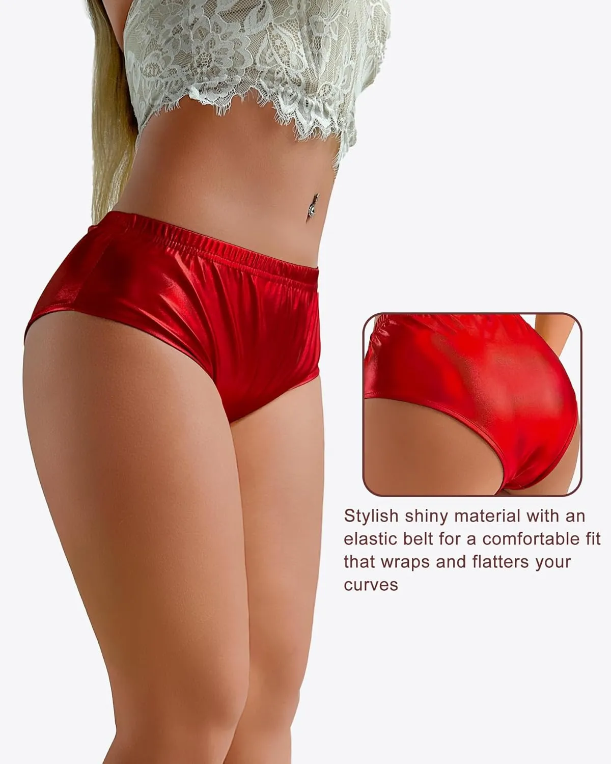 Women's High Waisted Booty Shorts Metallic Sexy Rave Bottoms for Dance Festival Sparkly Disco Party Costume Hot Pants