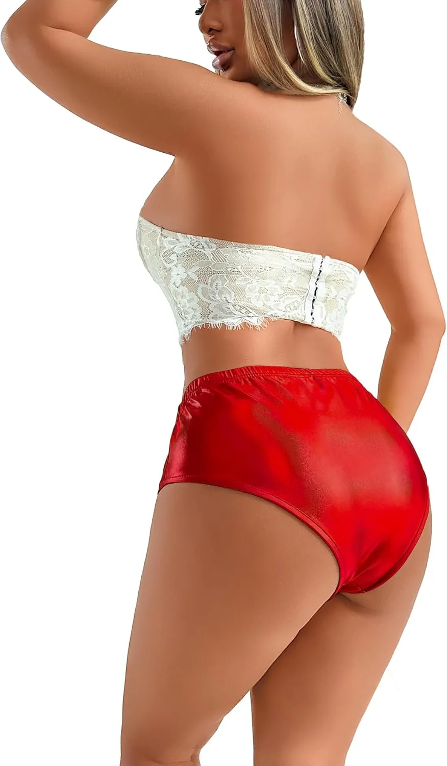 Women's High Waisted Booty Shorts Metallic Sexy Rave Bottoms for Dance Festival Sparkly Disco Party Costume Hot Pants