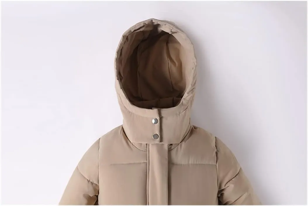 Women's Hooded Stand Collar X-Long Parkas Loose Cotton Padded Causal Coat Ladies Winter Solid Thick Jacket