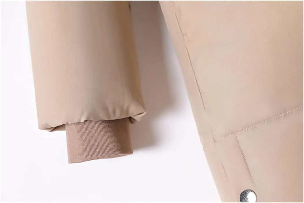 Women's Hooded Stand Collar X-Long Parkas Loose Cotton Padded Causal Coat Ladies Winter Solid Thick Jacket