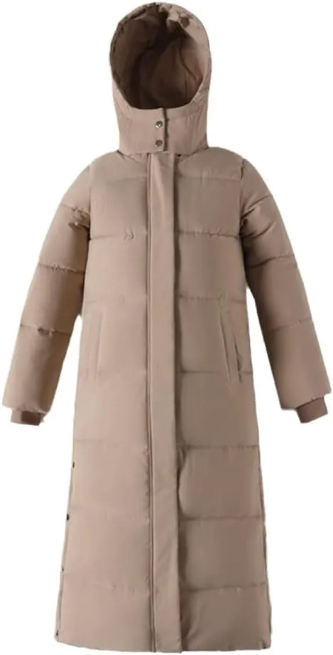 Women's Hooded Stand Collar X-Long Parkas Loose Cotton Padded Causal Coat Ladies Winter Solid Thick Jacket