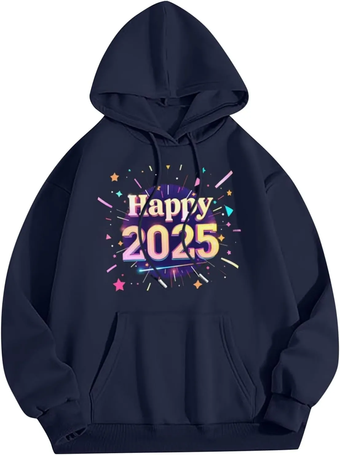 Womens Oversized Hoodies New Year's 2025 Pullover Hoodie Comfy Casual Basic Pullover Sweatshirts Hoodies for Women