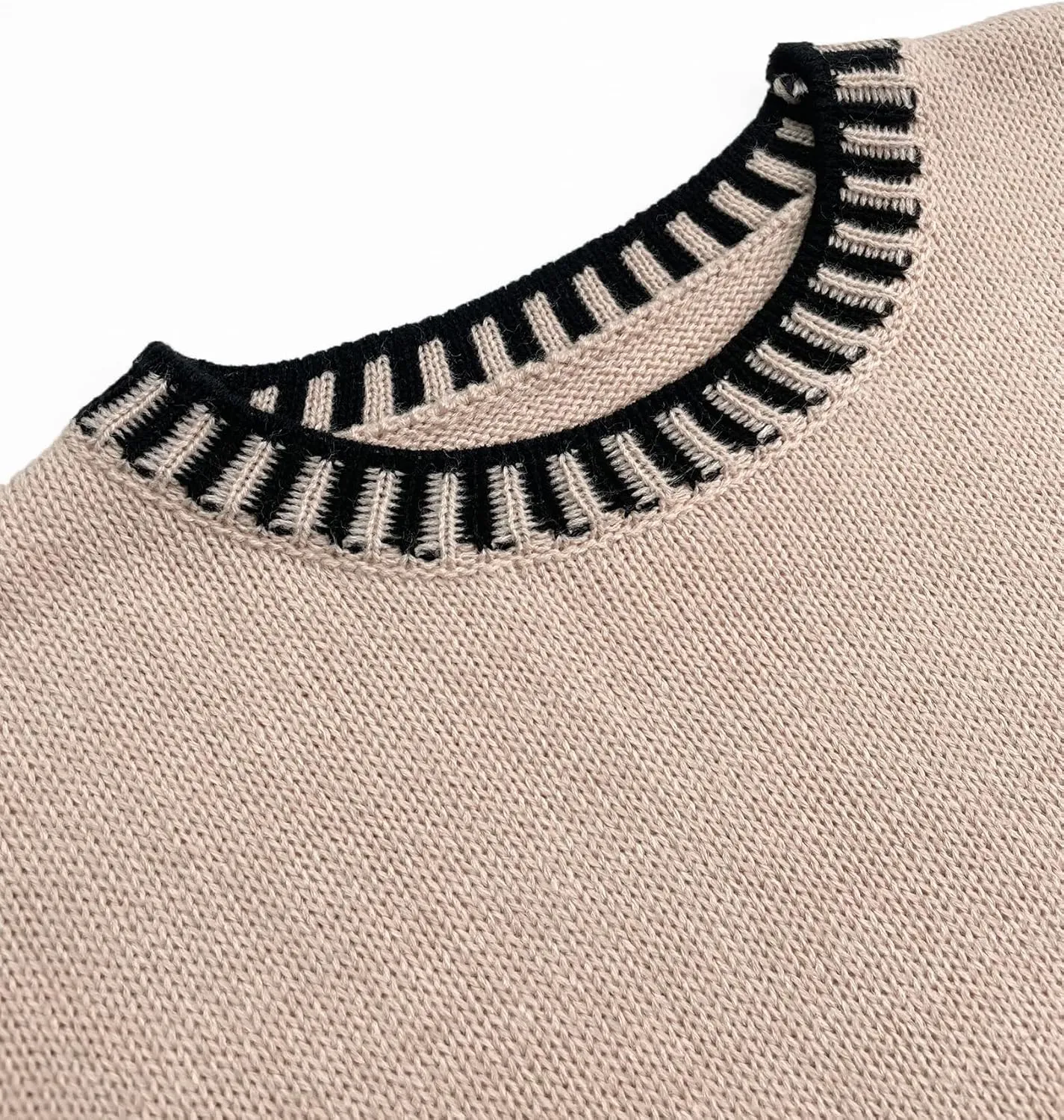Women's Oversized Lightweight Cute Cap Sleeve Sweater Vest Spring 2025 Trendy Contrast Color Crewneck Thin Knit Top