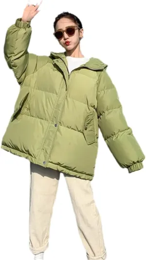 Women's Padded Down Jacket Short Bread Coats Chic Port Style Loose Thick BF Harajuku Student Cotton Parka