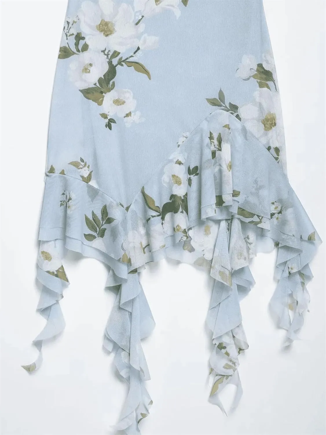 Women's Pleated Mini Dress V Neck Sleeveless Floral Print Backless Party Suspender Dress