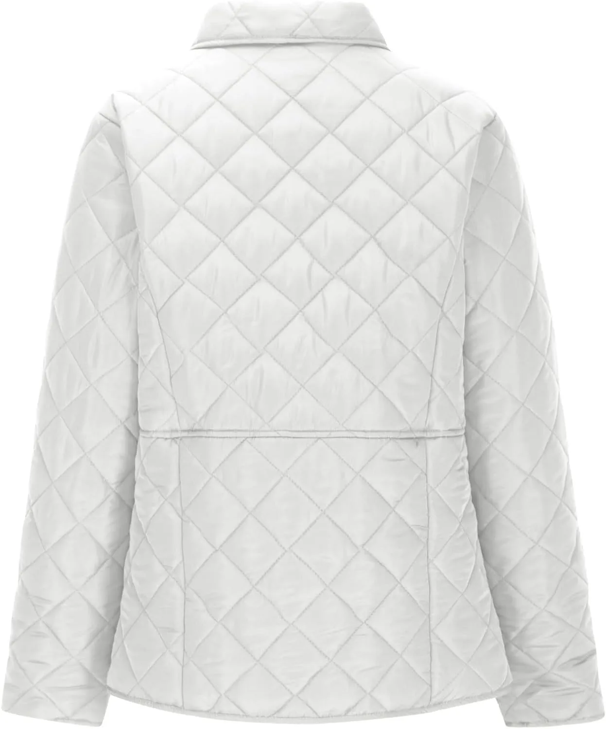 Women's Puffer Jacket Long Sleeve Button Down Lapel Quilted Coats Casual Lightweight Outwear Jacket With Pockets