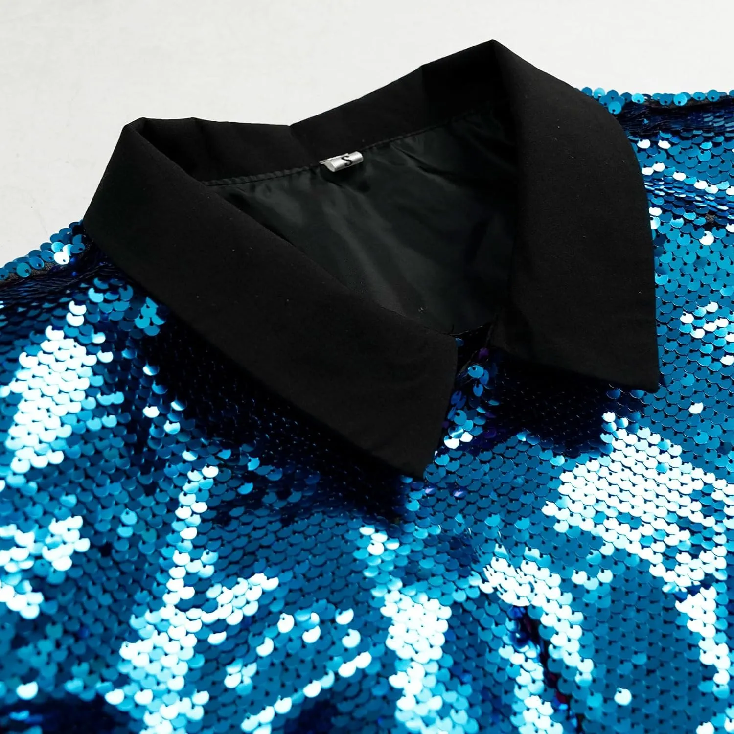 Women's Sequin Jackets Long Sleeves Single Button Casual Sparkly Coat with Pocket