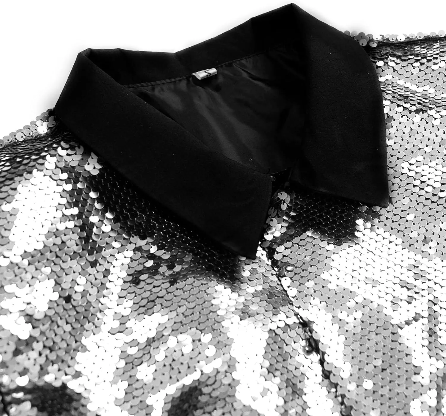 Women's Sequin Jackets Long Sleeves Single Button Casual Sparkly Coat with Pocket