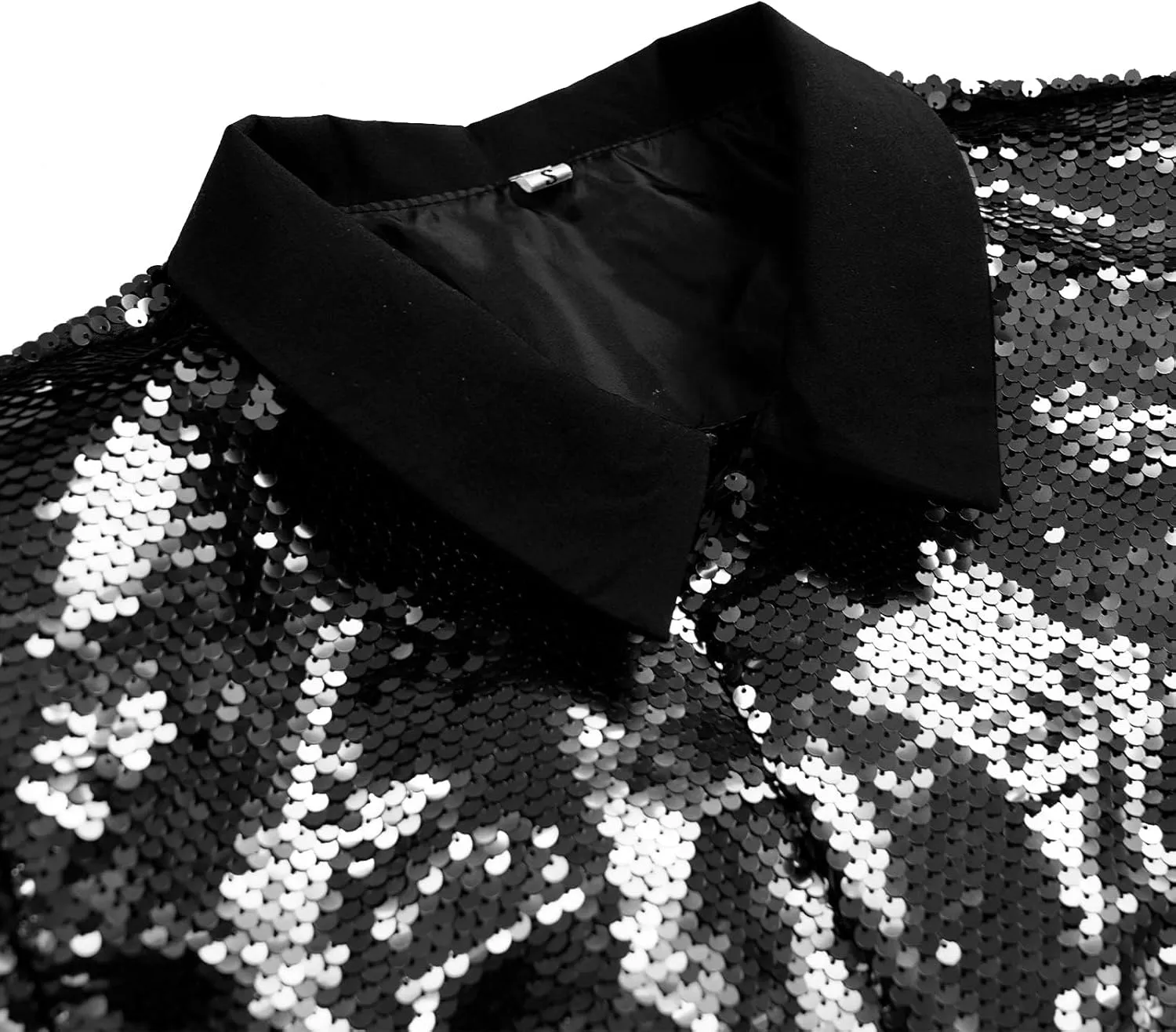 Women's Sequin Jackets Long Sleeves Single Button Casual Sparkly Coat with Pocket