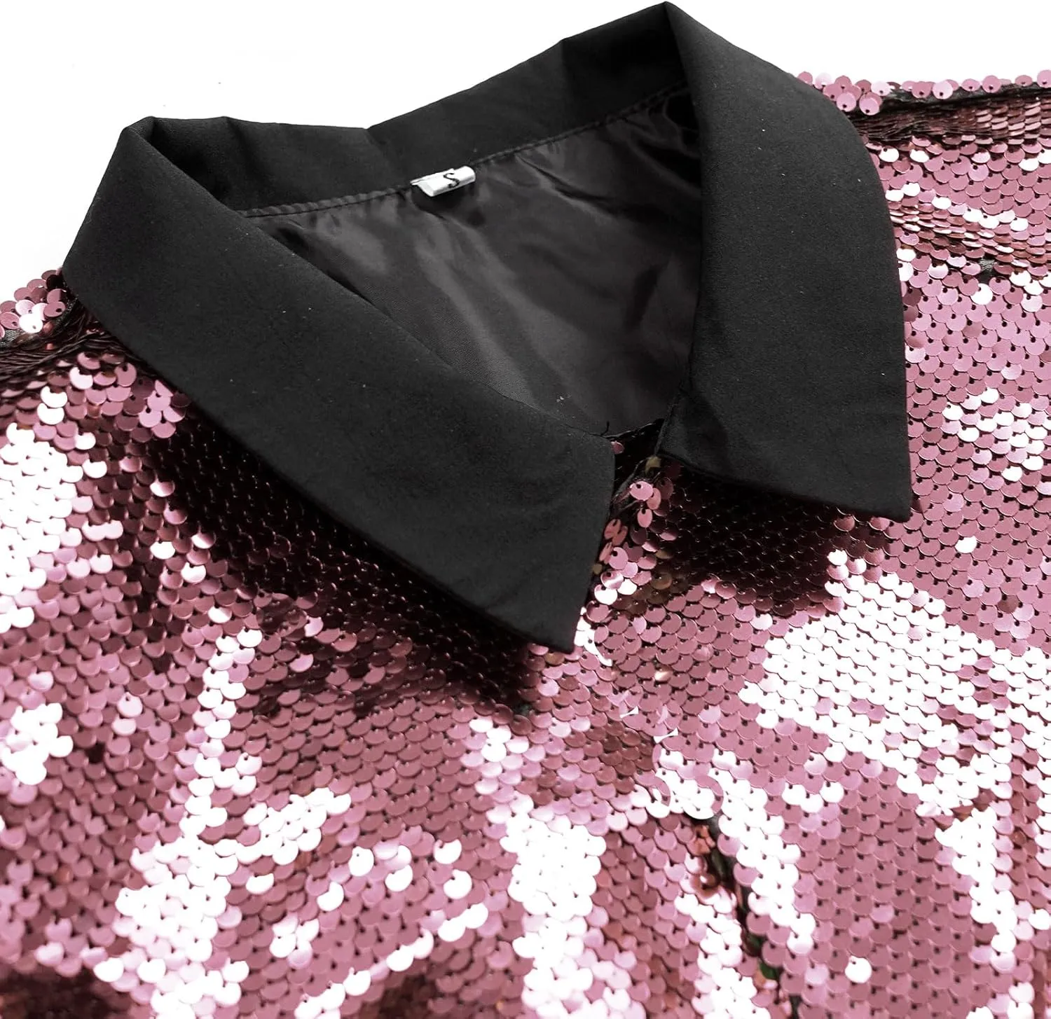 Women's Sequin Jackets Long Sleeves Single Button Casual Sparkly Coat with Pocket