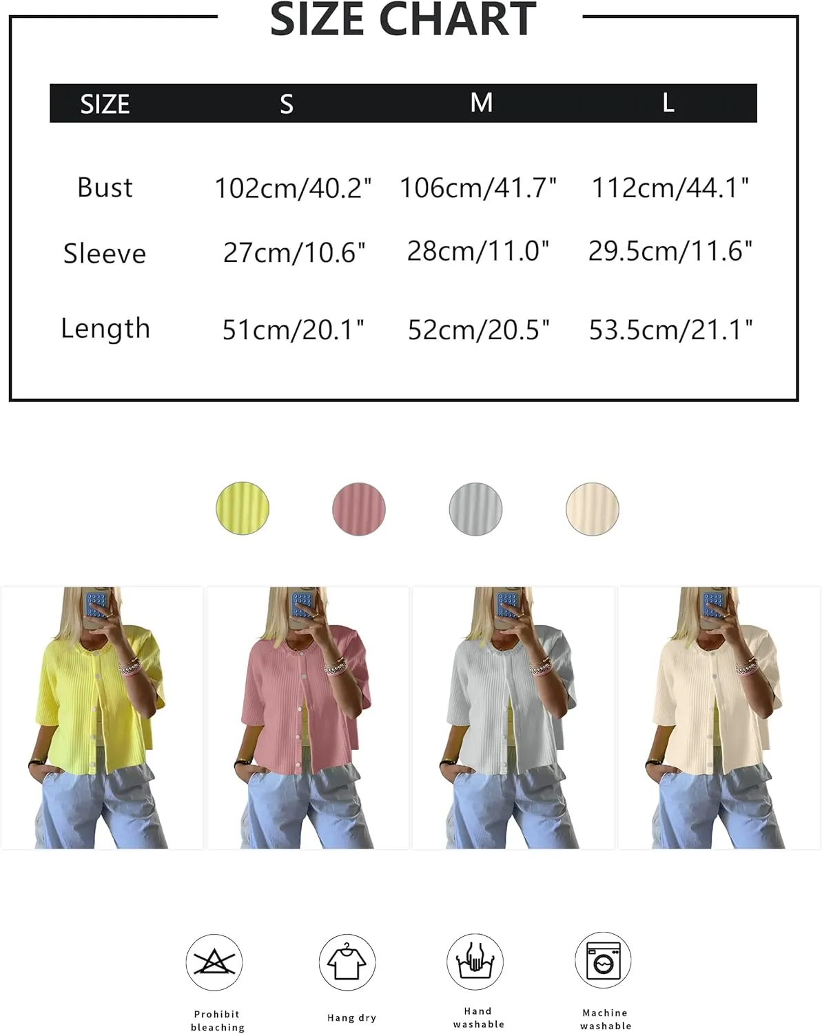 Womens Short Sleeve Cardigans Button Down Sweater Top Casual Slim Fit Crew Neck Lightweight Knit Cardigan