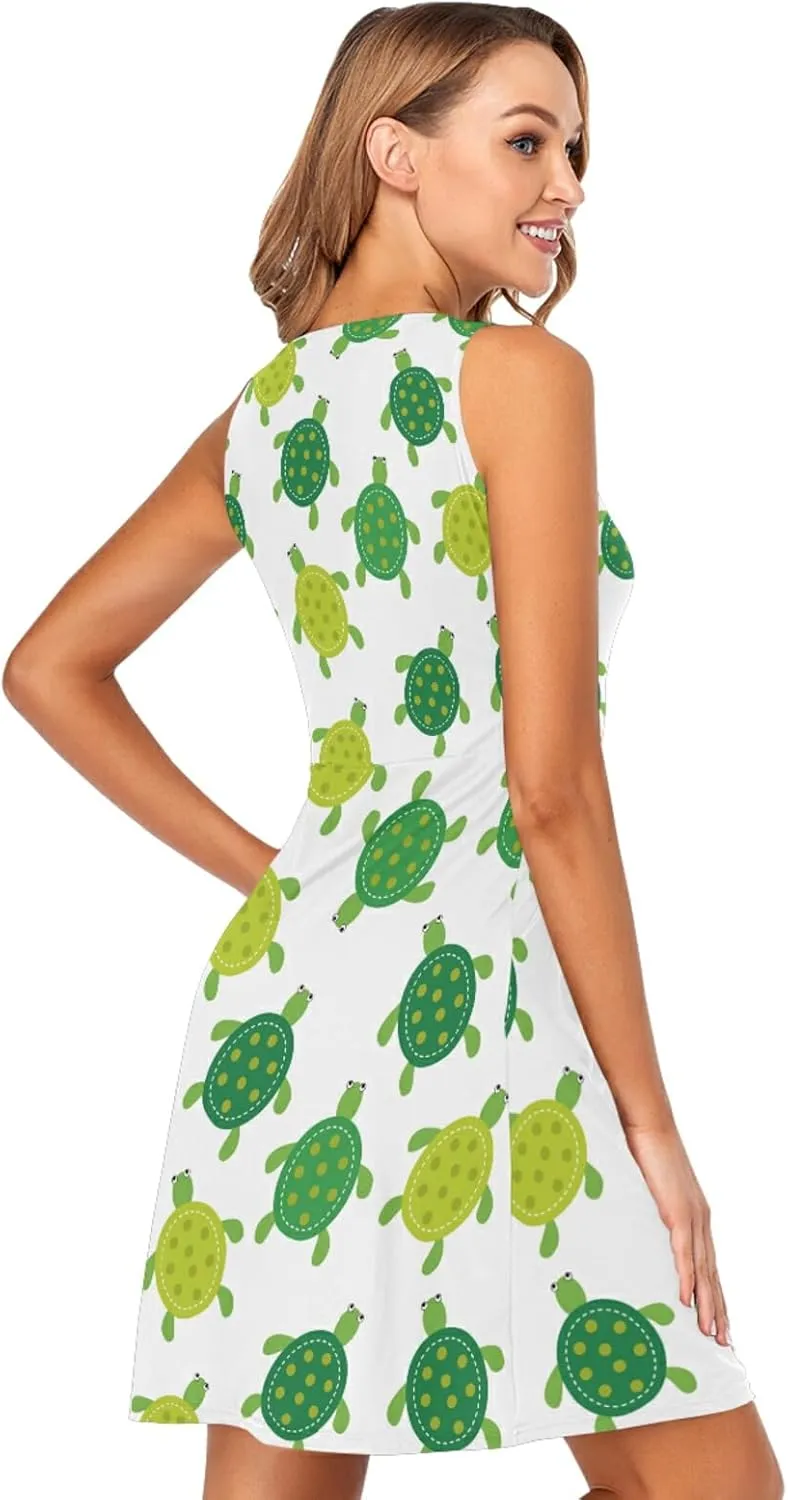 Women's Sleeveless Casual Dresses Swing Cover Up Sundress with Pockets(S-XXL)