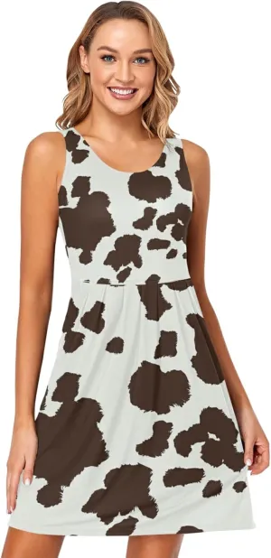 Women's Sleeveless Casual Dresses Swing Cover Up Sundress with Pockets(S-XXL)