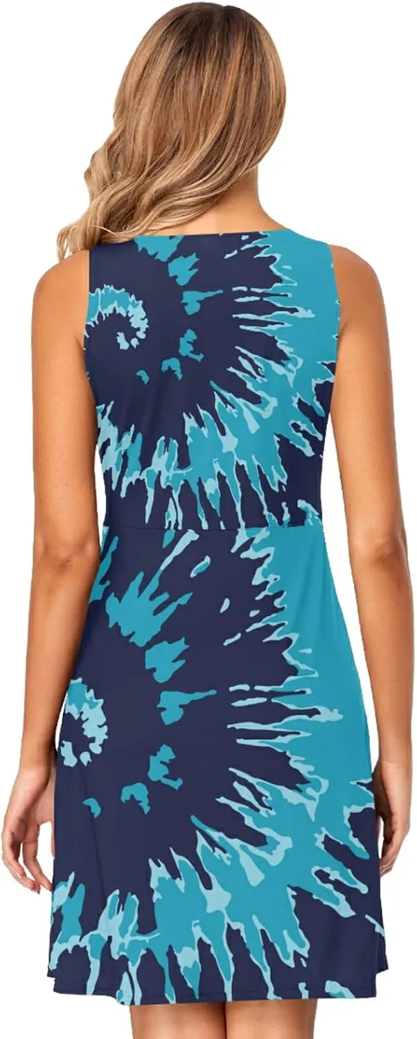 Women's Sleeveless Casual Dresses Swing Cover Up Sundress with Pockets(S-XXL)