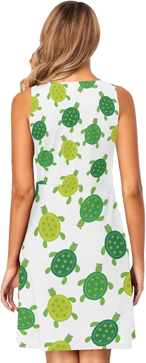 Women's Sleeveless Casual Dresses Swing Cover Up Sundress with Pockets(S-XXL)