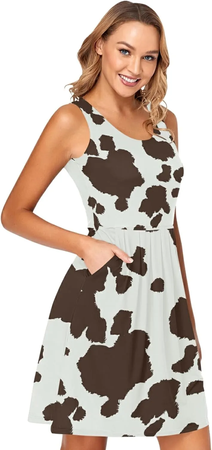 Women's Sleeveless Casual Dresses Swing Cover Up Sundress with Pockets(S-XXL)