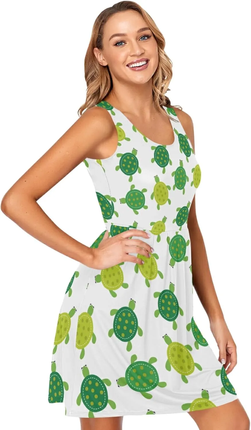 Women's Sleeveless Casual Dresses Swing Cover Up Sundress with Pockets(S-XXL)