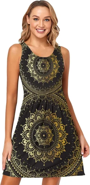 Women's Sleeveless Casual Dresses Swing Cover Up Sundress with Pockets(S-XXL)