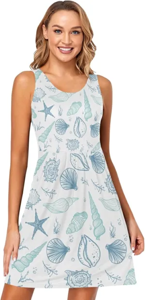 Women's Sleeveless Casual Dresses Swing Cover Up Sundress with Pockets(S-XXL)