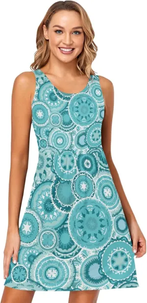 Women's Sleeveless Casual Dresses Swing Cover Up Sundress with Pockets(S-XXL)
