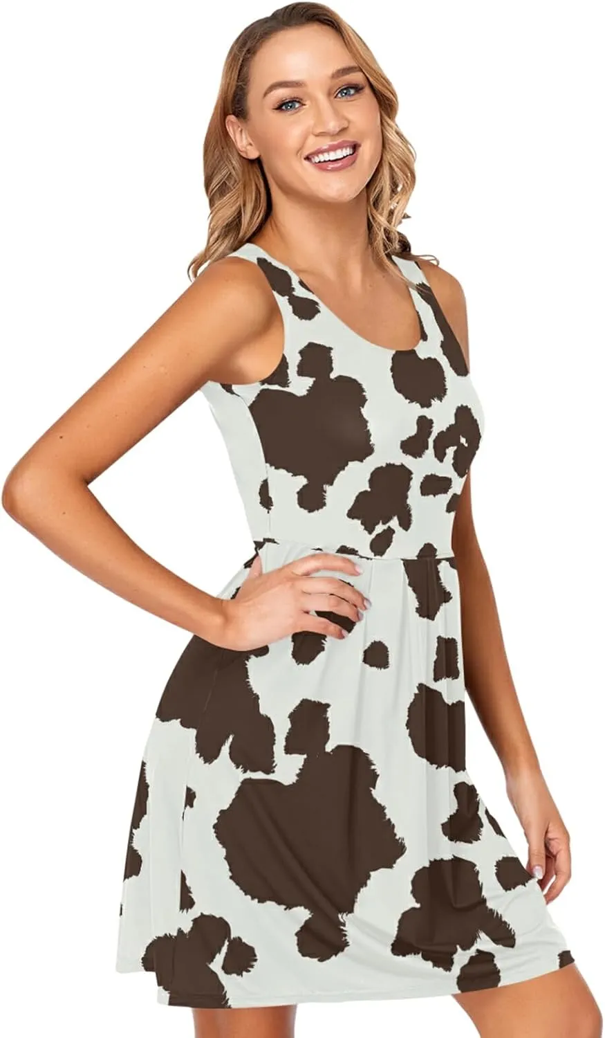 Women's Sleeveless Casual Dresses Swing Cover Up Sundress with Pockets(S-XXL)