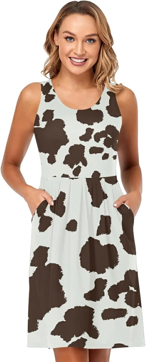 Women's Sleeveless Casual Dresses Swing Cover Up Sundress with Pockets(S-XXL)
