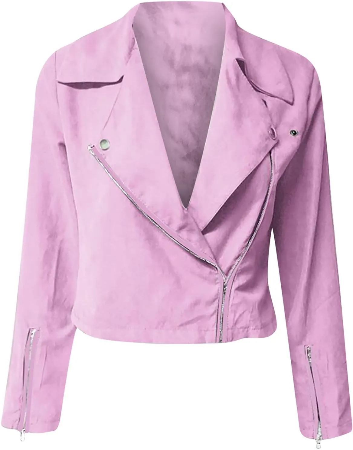 Women's Suede Cropped Jacket Faux Leather Jacket Women Vintage Coats Zip Up Motorcycle Jacket Open Front Cardigan Coat