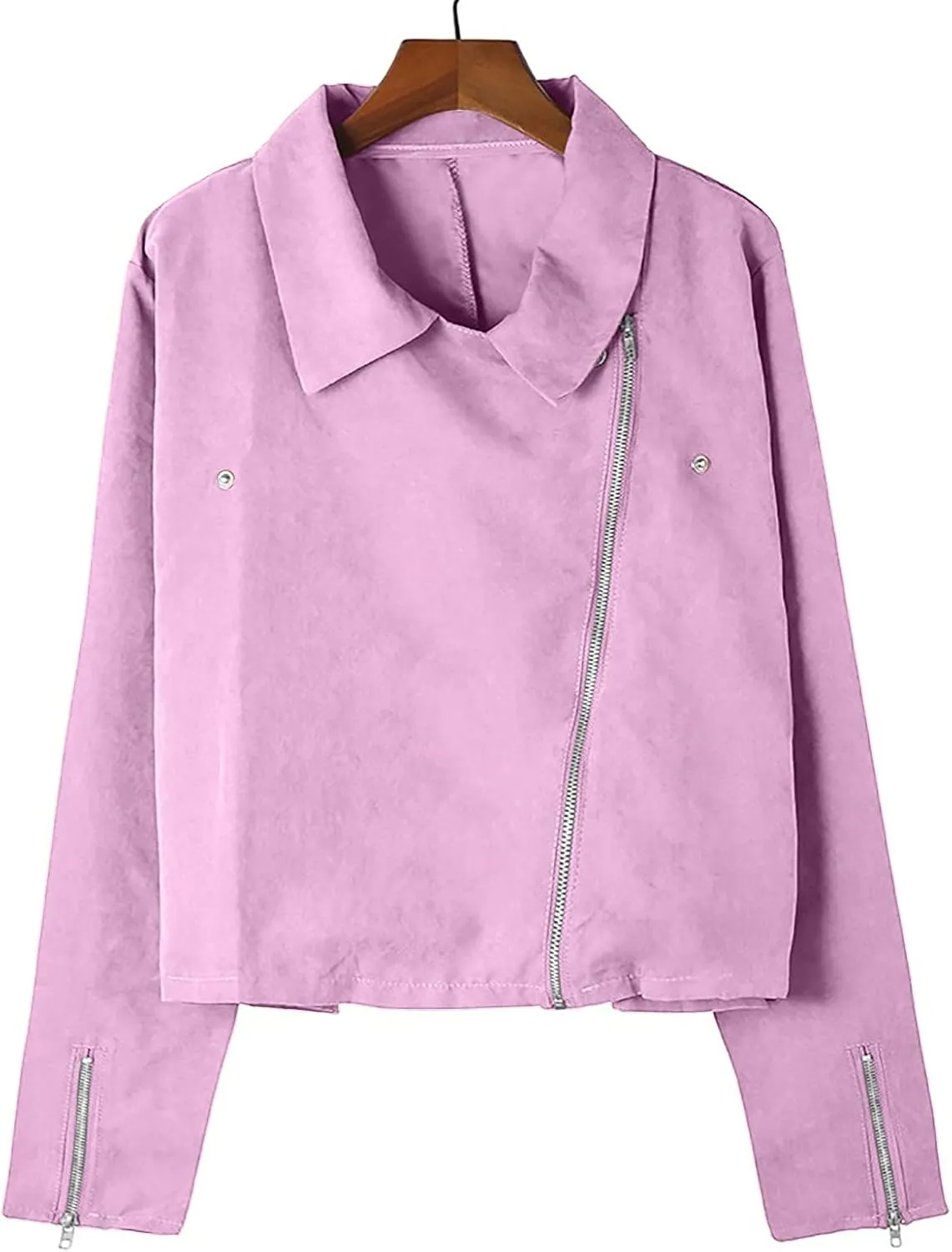 Women's Suede Cropped Jacket Faux Leather Jacket Women Vintage Coats Zip Up Motorcycle Jacket Open Front Cardigan Coat