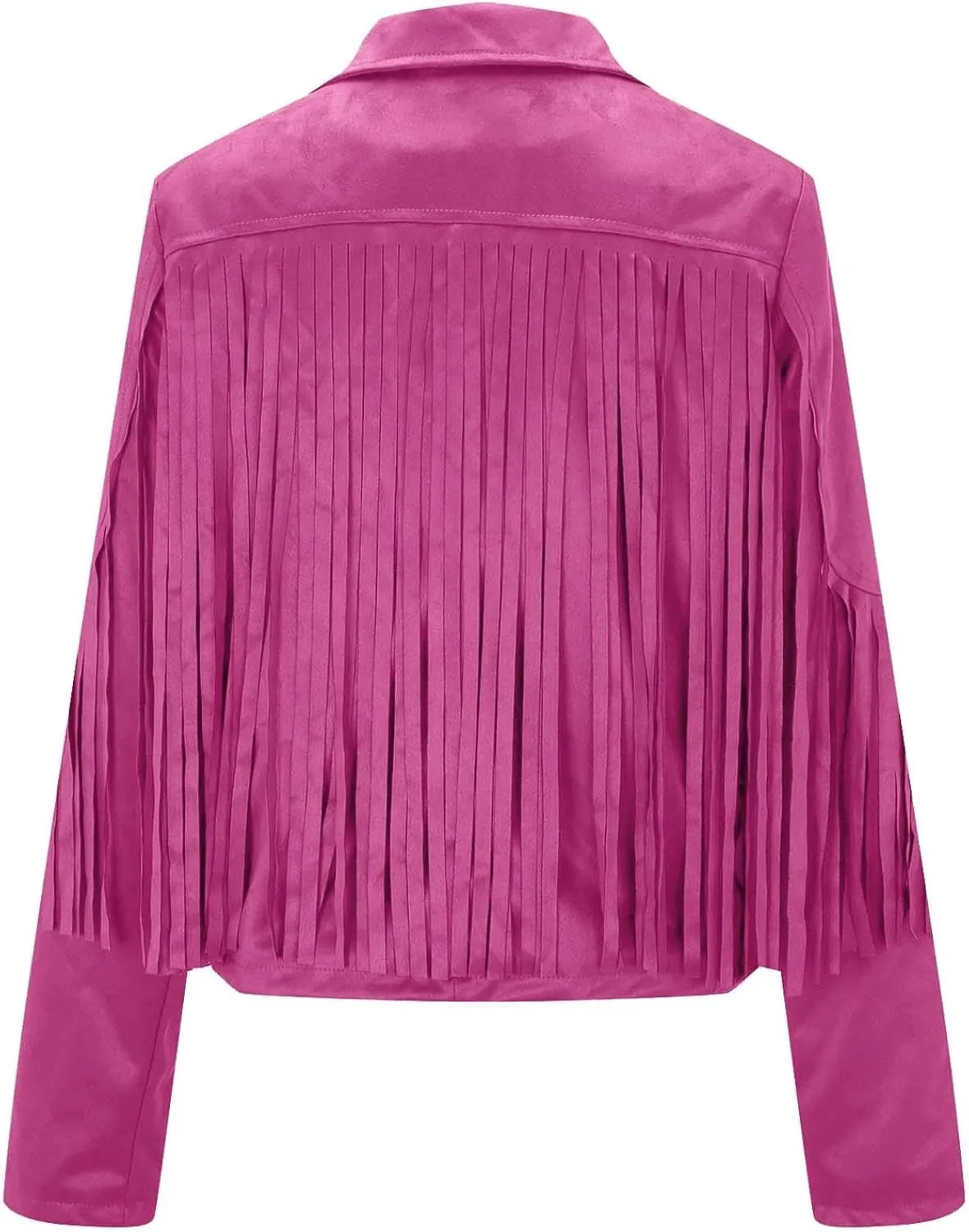 Women's Suede Fringe Jacket Trendy Long Sleeve Leather Coat Fashion Cropped Jacket Western Outfits with Tassel