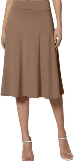 Women's Summer Office Solid Color Midi Skirt Fashionable Elegant Flowing Skirt