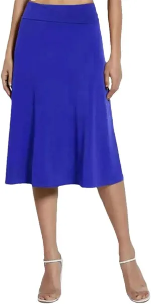 Women's Summer Office Solid Color Midi Skirt Fashionable Elegant Flowing Skirt