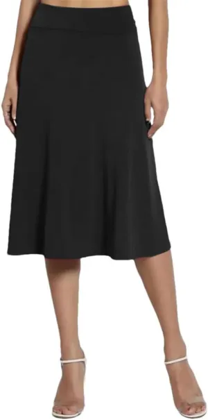 Women's Summer Office Solid Color Midi Skirt Fashionable Elegant Flowing Skirt