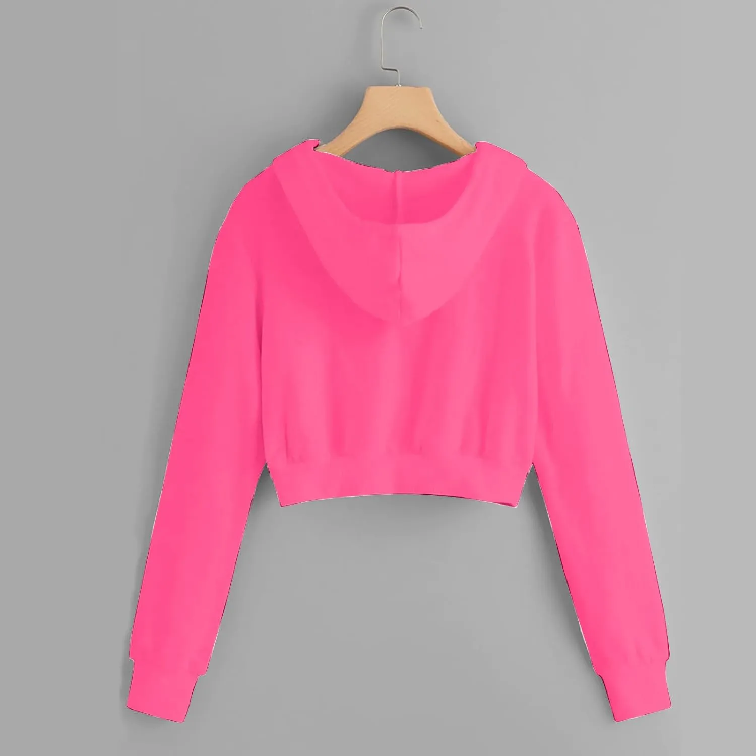 Womens Sweatshirt Trendy Zip up Drawstring Long Sleeve Cropped Hoodies Plus Size Casual Cute Comfy Jacket with Pocket