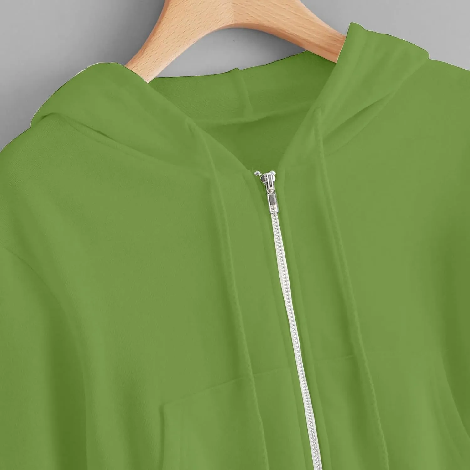 Womens Sweatshirt Trendy Zip up Drawstring Long Sleeve Cropped Hoodies Plus Size Casual Cute Comfy Jacket with Pocket