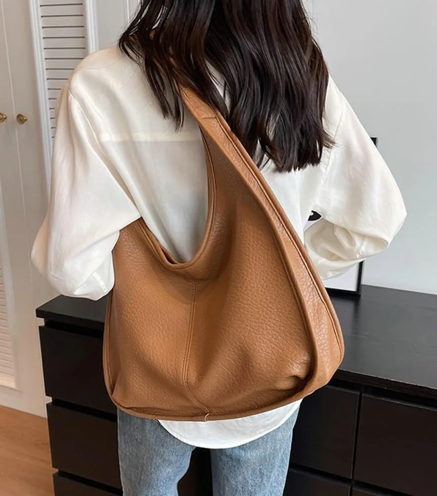 Womens Vintage Tote Bag PU Leather Shoulder Bag TrendyHobo Bag Large Handbag Satchel Purse