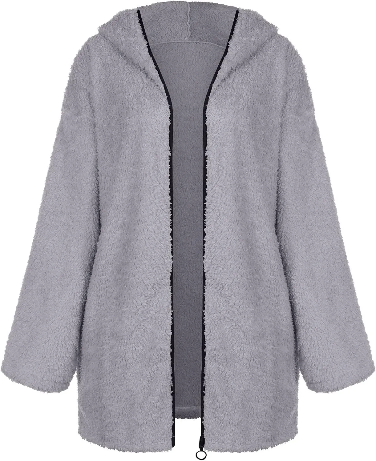 Womens Winter Coats Full Zip Fleece Open Front Cardigan Hoodie Oversized Soft Comfy Plush Sherpa Jacket with Pockets