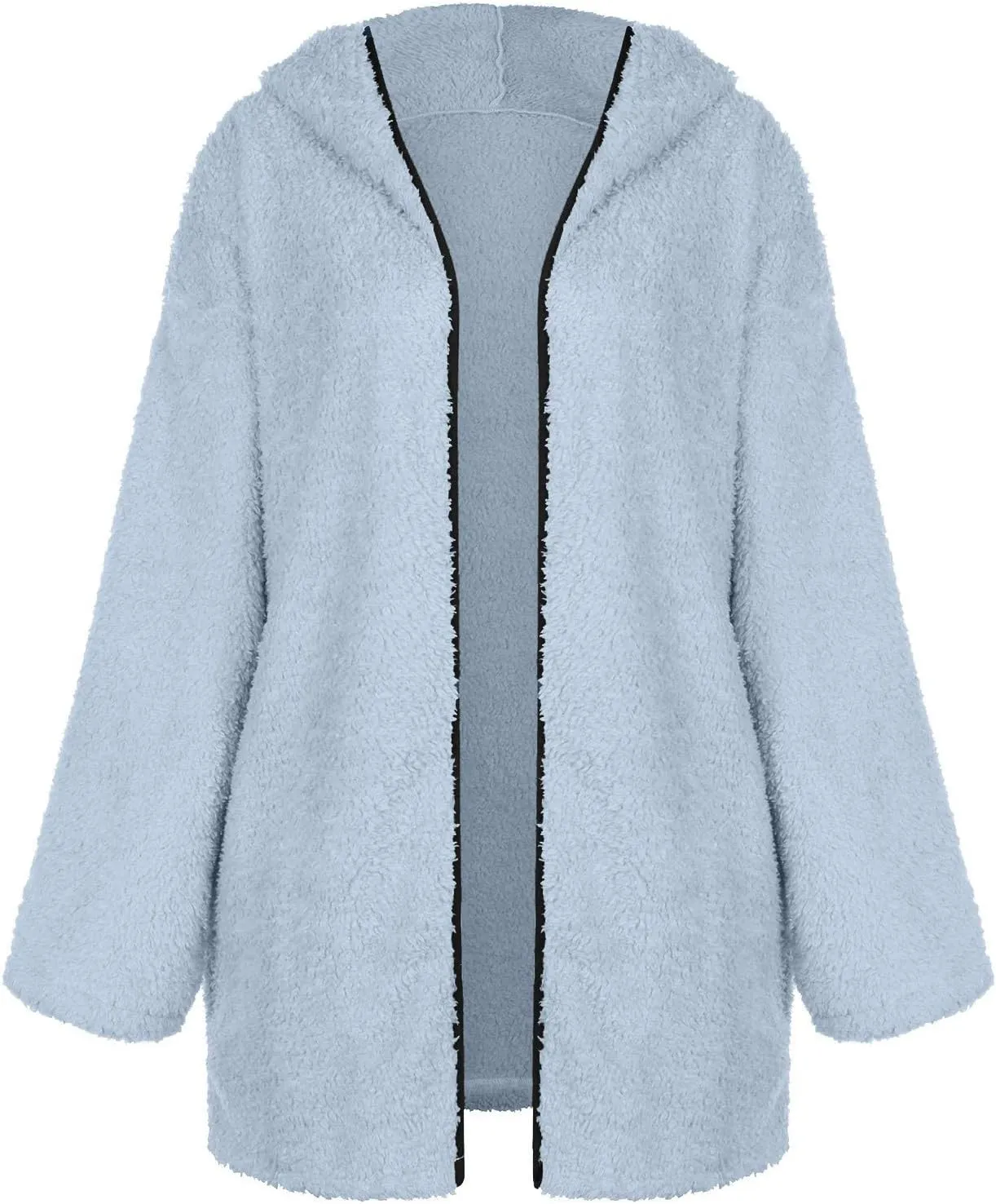 Womens Winter Coats Full Zip Fleece Open Front Cardigan Hoodie Oversized Soft Comfy Plush Sherpa Jacket with Pockets