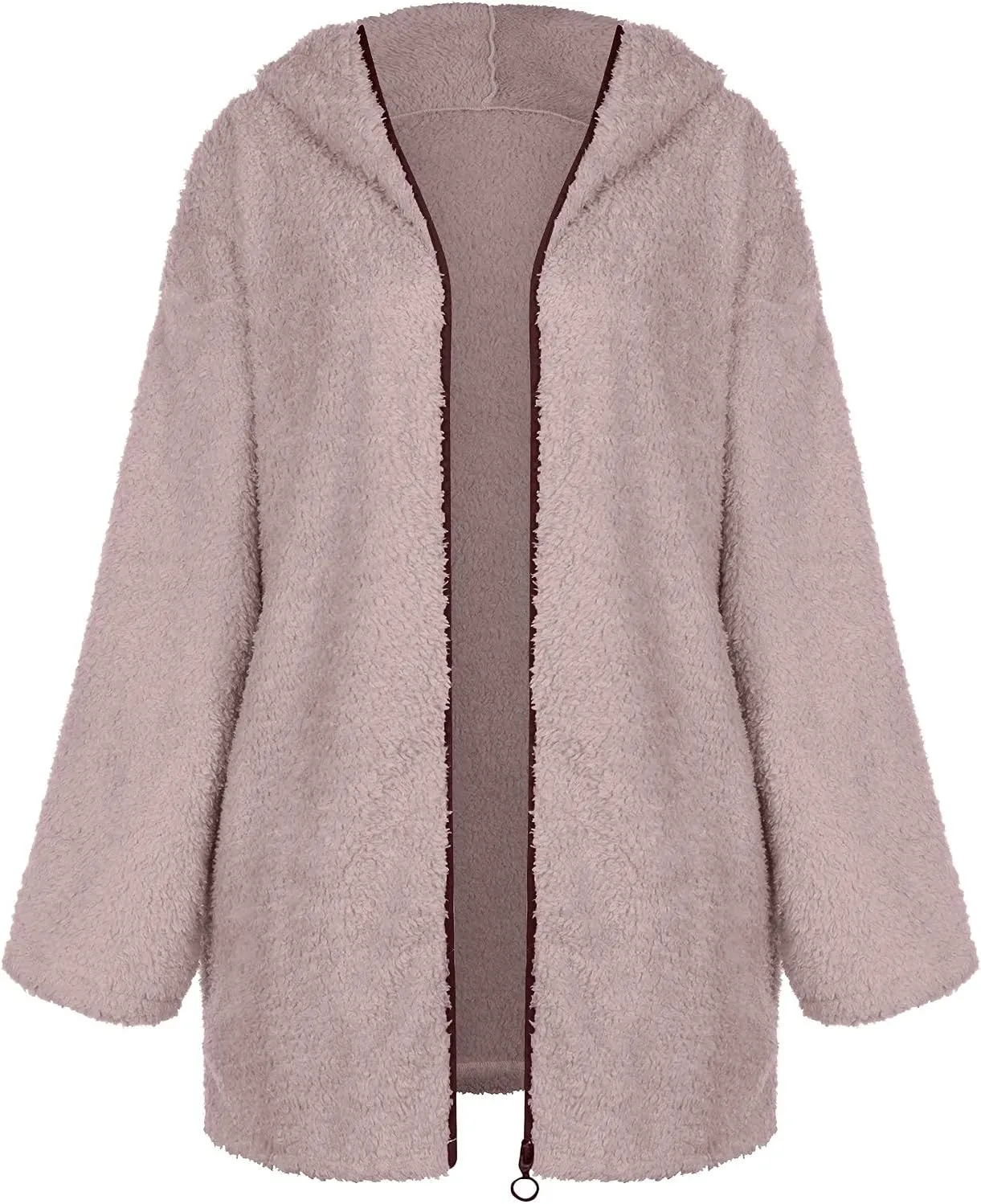 Womens Winter Coats Full Zip Fleece Open Front Cardigan Hoodie Oversized Soft Comfy Plush Sherpa Jacket with Pockets