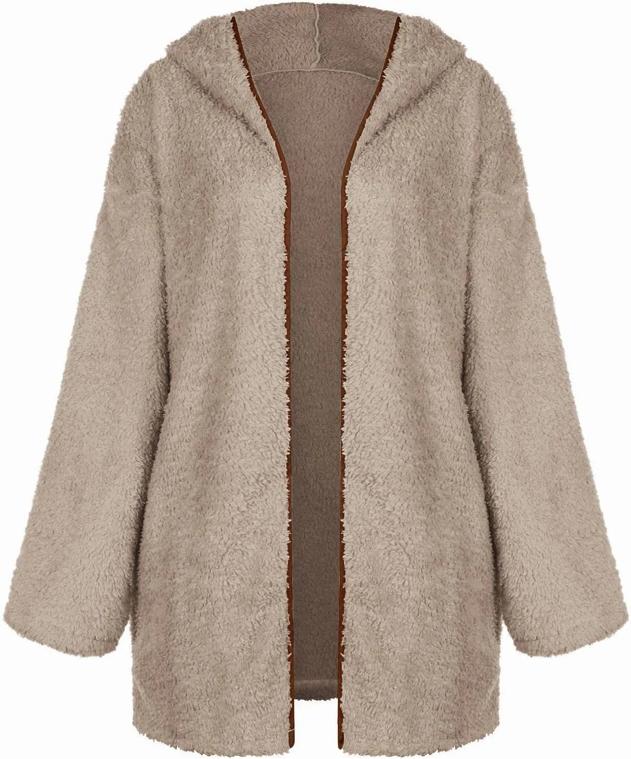 Womens Winter Coats Full Zip Fleece Open Front Cardigan Hoodie Oversized Soft Comfy Plush Sherpa Jacket with Pockets