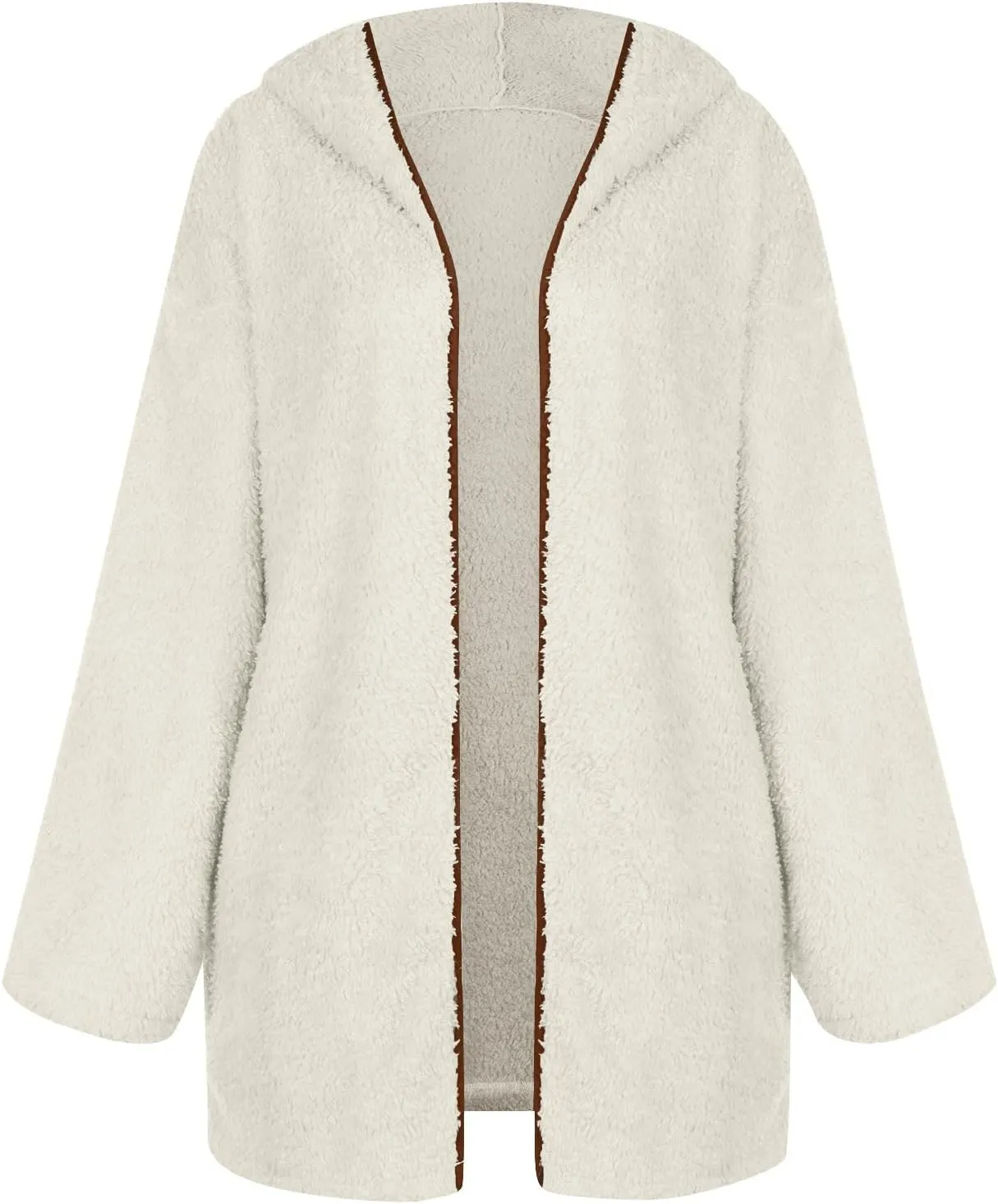 Womens Winter Coats Full Zip Fleece Open Front Cardigan Hoodie Oversized Soft Comfy Plush Sherpa Jacket with Pockets