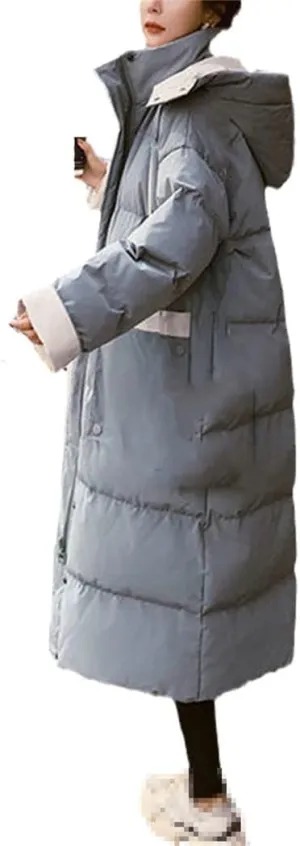 Women's Winter Cotton Padded Jacket, Korean Mid Length Oversize Long Warm Coat, Vintage Winter Down Parkas