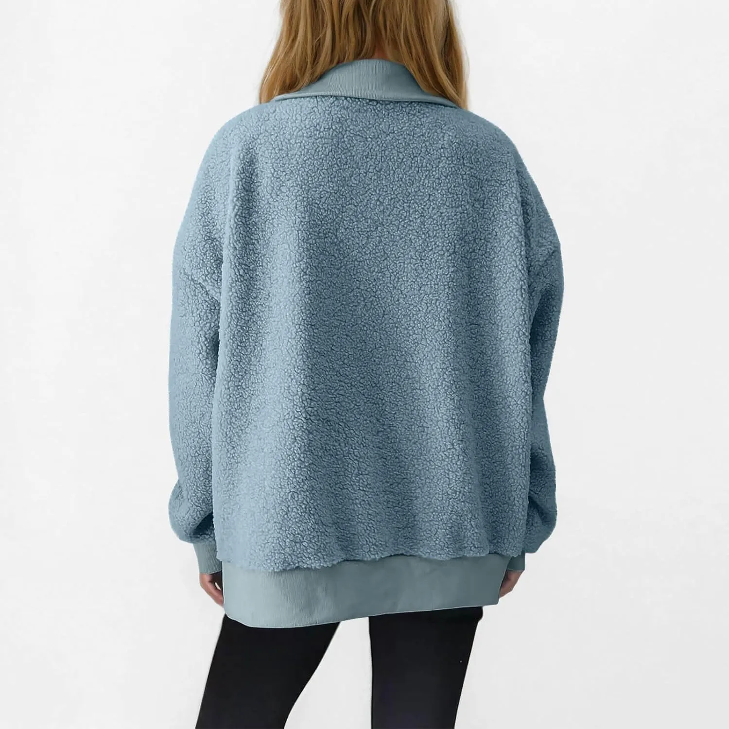 Women's Zip Up Sweatshirt Sherpa Fuzzy Fleece Hoodies Cozy Pullover Soft Sweaters Tops 2024 Fall Trendy Clothes